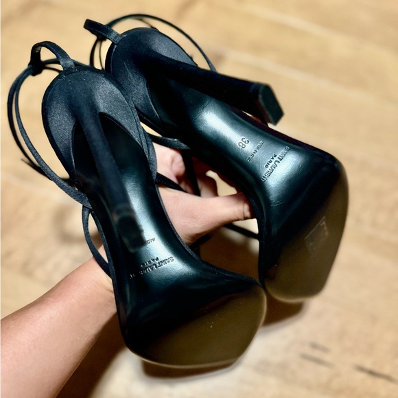 STUNNING Saint Laurent Nadja satin sandals with Crystals embellished Buckles 38 - Picture 10 of 15